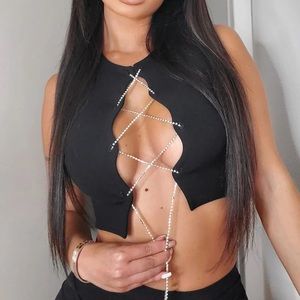 Party Starter Cropped Tank - Black